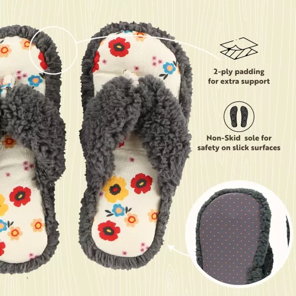 Lazy One Spa FlipFlop Slippers for Women Girls Fuzzy House SlippersGrey Rise and Shine Spa Slippers
