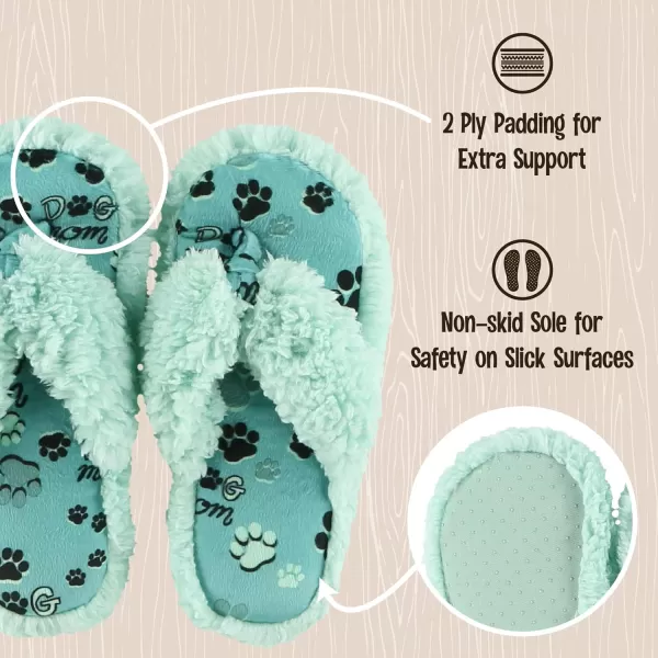 Lazy One Spa FlipFlop Slippers for Women Girls Fuzzy House SlippersLight Blue Dog Mom