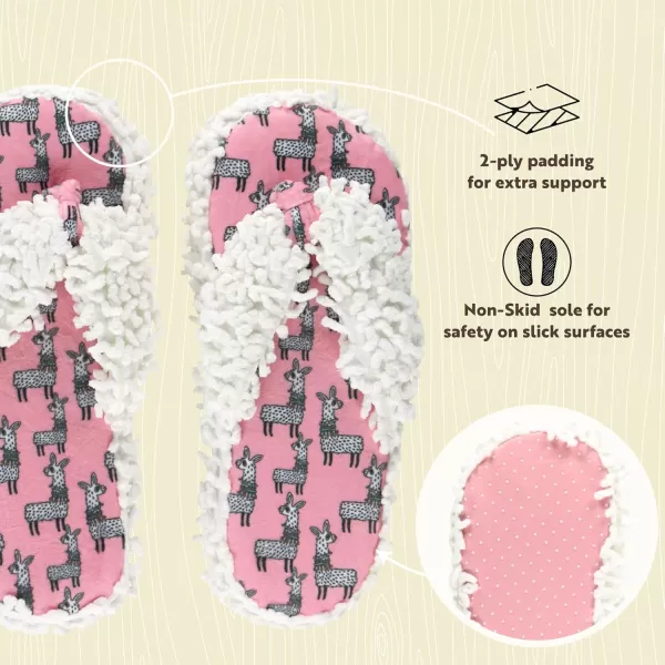 Lazy One Spa FlipFlop Slippers for Women Girls Fuzzy House SlippersPink Llama