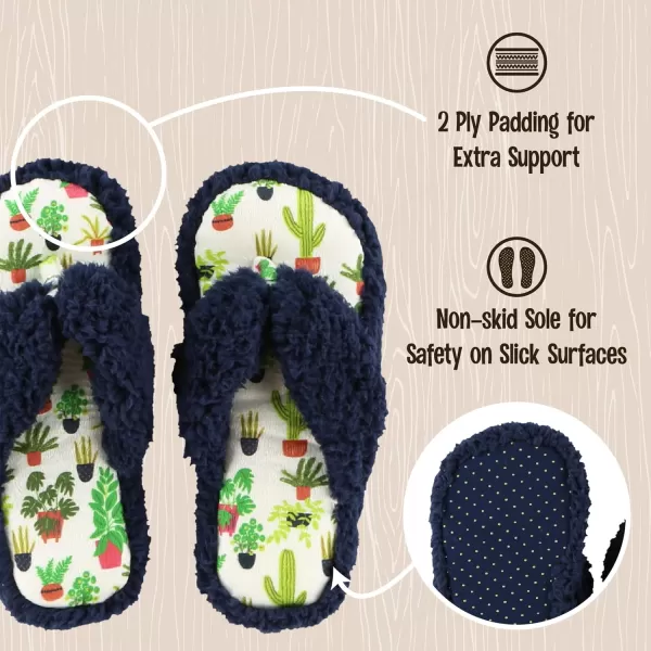 Lazy One Spa FlipFlop Slippers for Women Girls Fuzzy House SlippersPlant Lady Spa Slippers