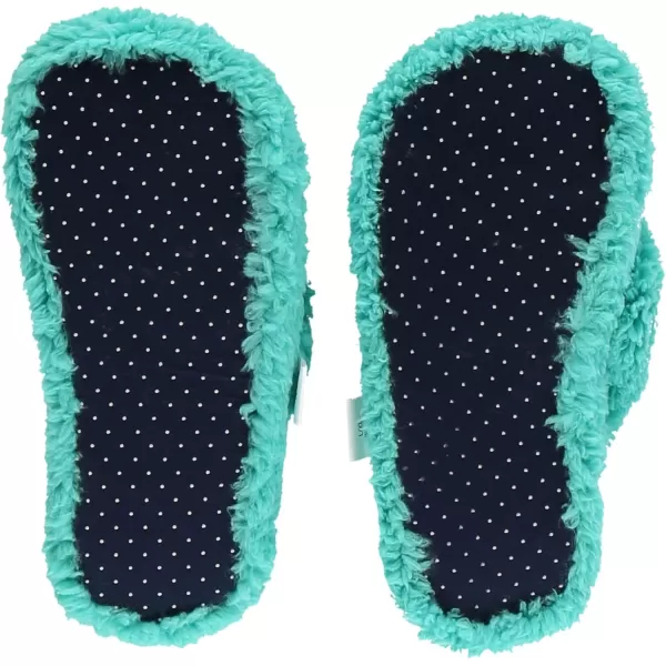 Lazy One Spa FlipFlop Slippers for Women Girls Fuzzy House SlippersTurquiose Turtle