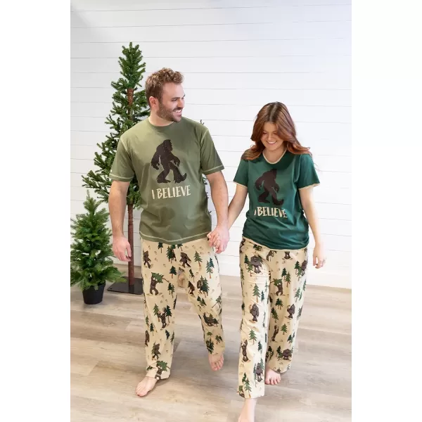 Lazy One Womens Pajama Set Short Sleeves with Cute Prints Relaxed FitBelieve Bigfoot Pajama Set