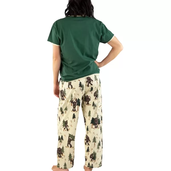 Lazy One Womens Pajama Set Short Sleeves with Cute Prints Relaxed FitBelieve Bigfoot Pajama Set