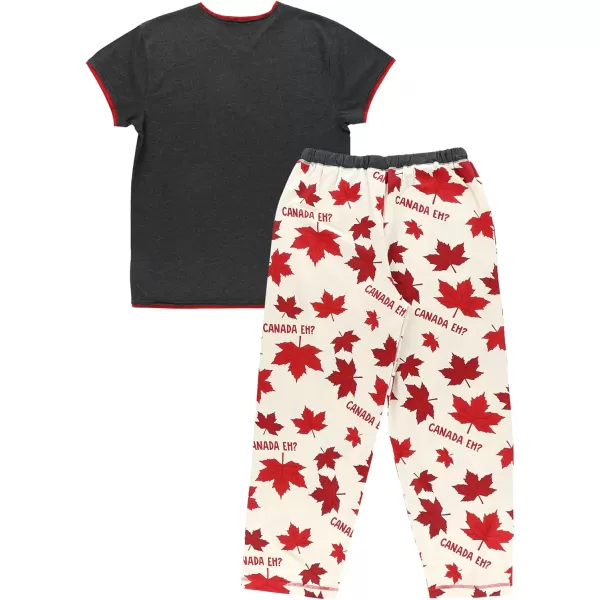 Lazy One Womens Pajama Set Short Sleeves with Cute Prints Relaxed FitCanada Eh Pajama Set