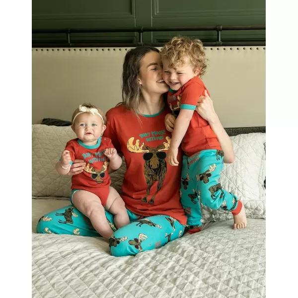 Lazy One Womens Pajama Set Short Sleeves with Cute Prints Relaxed FitDont Moose Pajama Set