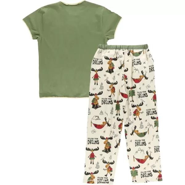 Lazy One Womens Pajama Set Short Sleeves with Cute Prints Relaxed FitFollow Your Dreams Pajama Set