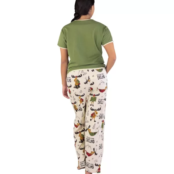 Lazy One Womens Pajama Set Short Sleeves with Cute Prints Relaxed FitFollow Your Dreams Pajama Set