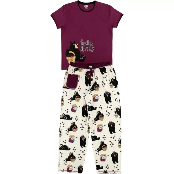 Lazy One Womens Pajama Set Short Sleeves with Cute Prints Relaxed FitHuckleberry Pajama Set
