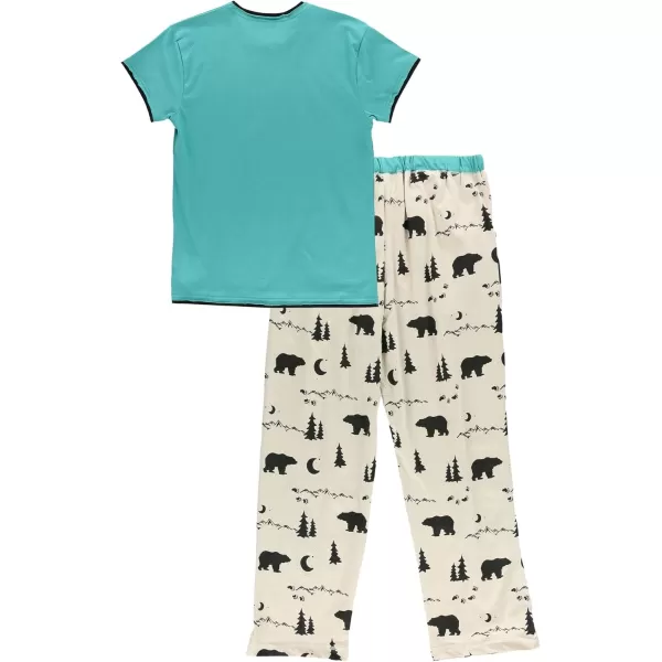 Lazy One Womens Pajama Set Short Sleeves with Cute Prints Relaxed FitMountain Bear Pajama Set