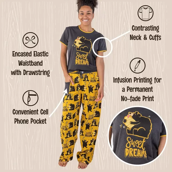 Lazy One Womens Pajama Set Short Sleeves with Cute Prints Relaxed FitSweet Dreams Pajama Set