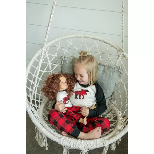 LazyOne Matching Sleep Wild Doll Pjs for Dolls and Kids American 18Inch Girl Doll Accessories Doll Clothes Matching Pajama Set for DollsMoose Plaid Set
