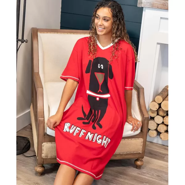 LazyOne Nightshirts for Women Cute Nightgown for Women Animal Designs Dog Lab Rough Night Ruff Night One Size
