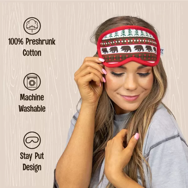 LazyOne Womens Cotton Face Mask for Sleep Washable Sleeping Mask for Adults Bear Fair Isle