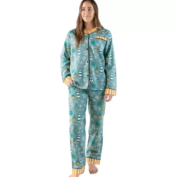 Lazy One ButtonDown Adult Pajama Set Classic ButtonDown Shirt and Pants PjsOrnament