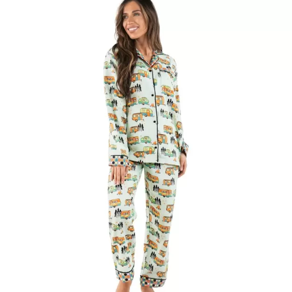 Lazy One ButtonDown Adult Pajama Set Classic ButtonDown Shirt and Pants PjsRolltel
