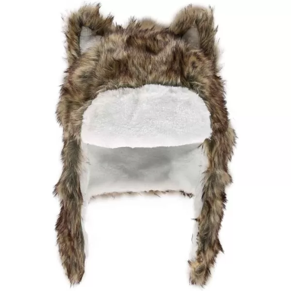 Lazy One Critter Cap Hat for Kids and Adults Fun ColdWeather Animal Hats Cute Warm Winter Cozy Ear coversWolf Critter Cap