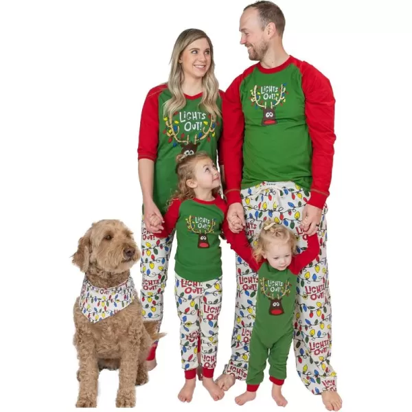 Lazy One Lights Out Matching Family Christmas Pajamas Matching Christmas PJs for Family Adult Teen Kid and Baby PajamasLights Out Family Pajama Set