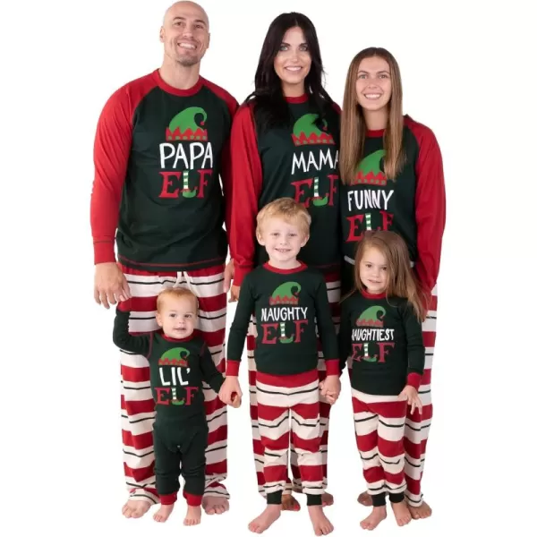 Lazy One Matching Family Christmas Pajamas Elf Matching Christmas PJs for Family Adult Tees ampamp Pants SeparatesLazy Elf Pajama Tee