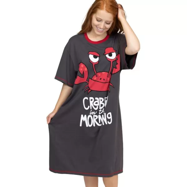 Lazy One Nightshirts for Women Cute Nightgown for Women Animal Designs Ocean Sea Life Crabby In The Morning One Size