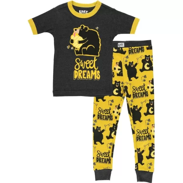 Lazy One ShortSleeve Pajamas Sets for Girls and Boys Kids Soft Animal PJs Lake PajamasSweet Dreamsbear