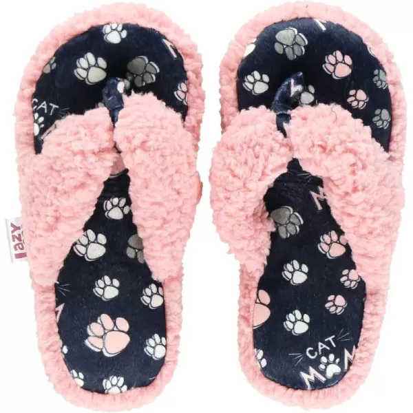 Lazy One Spa FlipFlop Slippers for Women Girls Fuzzy House SlippersCat Mom Spa Slippers