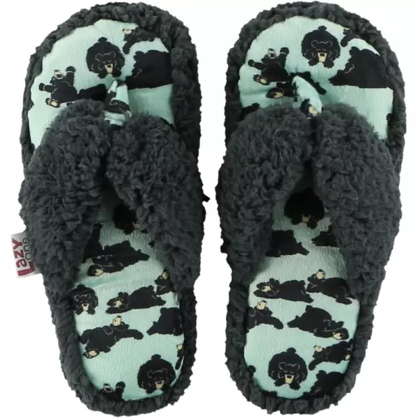 Lazy One Spa FlipFlop Slippers for Women Girls Fuzzy House SlippersDark Grey Bearly Awake