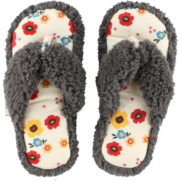 Lazy One Spa FlipFlop Slippers for Women Girls Fuzzy House SlippersGrey Rise and Shine Spa Slippers