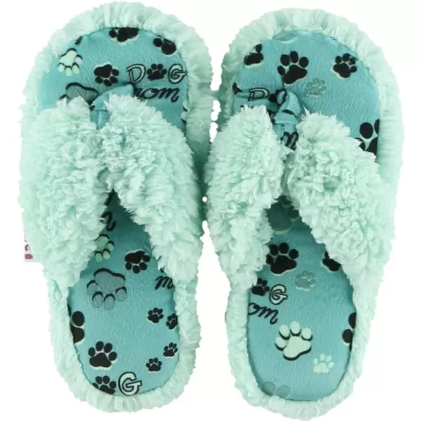 Lazy One Spa FlipFlop Slippers for Women Girls Fuzzy House SlippersLight Blue Dog Mom