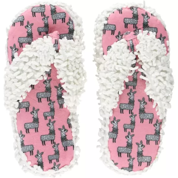 Lazy One Spa FlipFlop Slippers for Women Girls Fuzzy House SlippersPink Llama