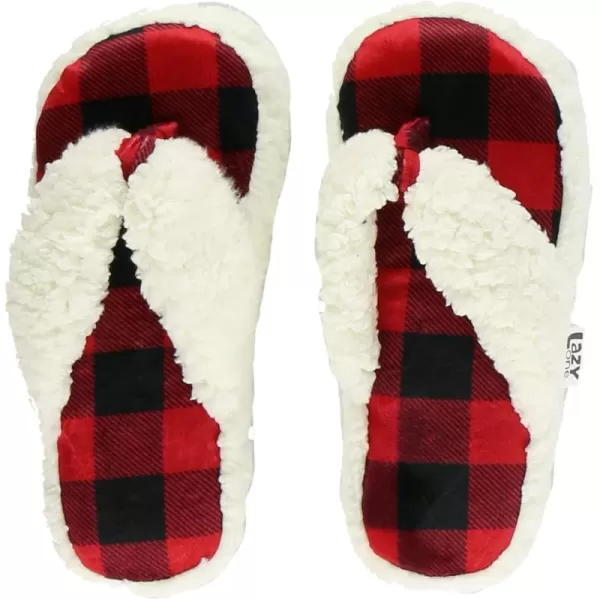 Lazy One Spa FlipFlop Slippers for Women Girls Fuzzy House SlippersRed Plaid Spa Slipper