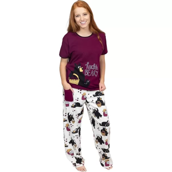 Lazy One Womens Pajama Set Short Sleeves with Cute Prints Relaxed FitHuckleberry Pajama Set