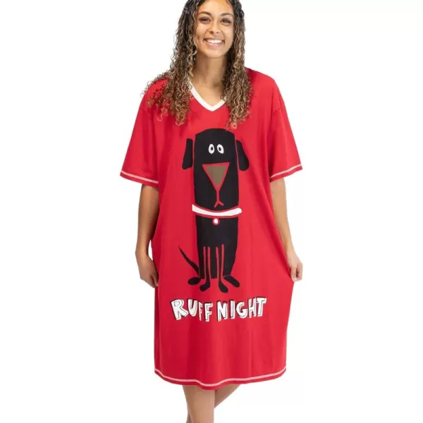 LazyOne Nightshirts for Women Cute Nightgown for Women Animal Designs Dog Lab Rough Night Ruff Night One Size