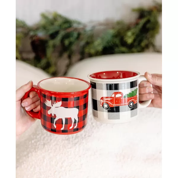 imageLazy One Novelty Mugs Funny Gift Mug for Family Friends or Coworkers in your Office Camping Fishing Bass Asleep at The ReelTruck Plaid Mug
