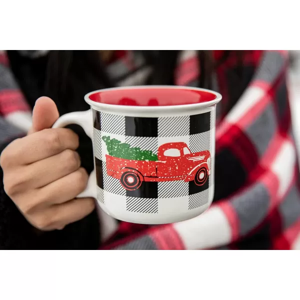 imageLazy One Novelty Mugs Funny Gift Mug for Family Friends or Coworkers in your Office Camping Fishing Bass Asleep at The ReelTruck Plaid Mug