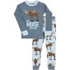 imageLazy One Warm LongSleeve PJ Sets for Girls and Boys Cozy Comfy Funny Kids Pajama Sets Animal Bear ampamp MooseDont Moose With Me Blue Pajama Sets