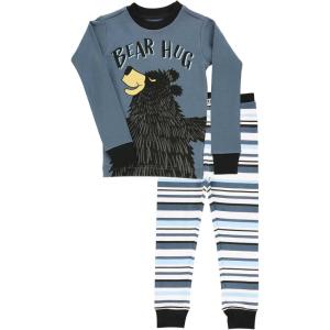 imageLazy One Warm LongSleeve PJ Sets for Girls and Boys Cozy Comfy Funny Kids Pajama Sets Animal Bear ampamp MooseBlue Bear Hug Pajama Sets