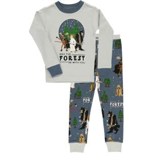 imageLazy One Warm LongSleeve PJ Sets for Girls and Boys Cozy Comfy Funny Kids Pajama Sets Animal Bear ampamp MooseForest Be With You Blue Pajama Sets