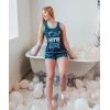 imageLazy One Tank and Shorts Pajama Separates Cute Summer Pajamas for Women MixandMatch Vintage Styling SeparatesFlipping Tired Dolphin Tank Top