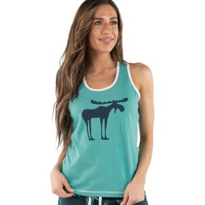 imageLazy One Tank and Shorts Pajama Separates Cute Summer Pajamas for Women MixandMatch Vintage Styling SeparatesBlue Funky Moose Tank Top