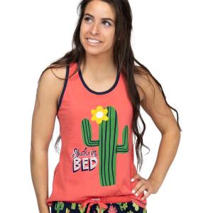 imageLazy One Tank and Shorts Pajama Separates Cute Summer Pajamas for Women MixandMatch Vintage Styling SeparatesCactus Tank Top
