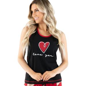 imageLazy One Tank and Shorts Pajama Separates Cute Summer Pajamas for Women MixandMatch Vintage Styling SeparatesHearts Tank Top