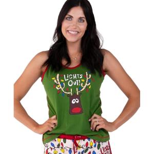 imageLazy One Tank and Shorts Pajama Separates Cute Summer Pajamas for Women MixandMatch Vintage Styling SeparatesLights Out Tank Top