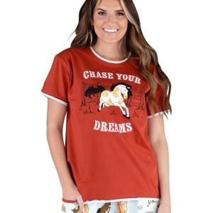 imageLazy One Pajamas for Women Cute Farm Pajama Pants and Top SeparatesChase Your Dreams Pajama Shirt