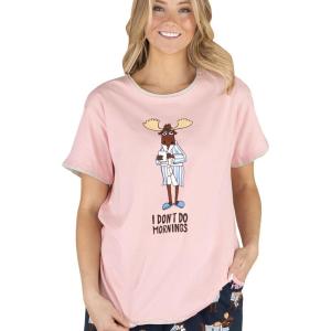 imageLazy One Pajamas for Women Cute Moose Pajama Pants and Top SeparatesDont Do Mornings Moose Womens Pajama Shirt
