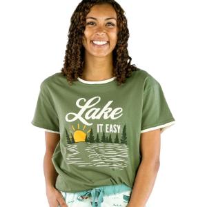 imageLazy One Pajamas for Women Cute Ocean Pajama Pants and Top SeparatesLake It Easy Pajama Shirt