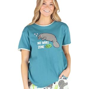 imageLazy One Pajamas for Women Cute Ocean Pajama Pants and Top SeparatesNo Wake Zone Womens Pajama Shirt