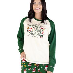 imageLazy One Pajamas for Women Cute Pajama Pants and Long Sleeve Top SeparatesChristmas Gnome Womens Pajama Shirt
