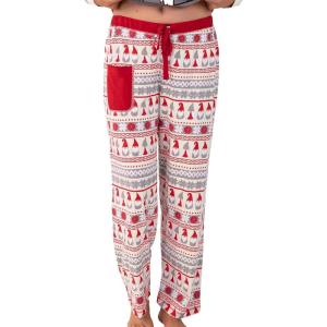 imageLazy One Pajamas for Women Cute Pajama Pants and Long Sleeve Top SeparatesGnome Holiday Womens Pajama Pant
