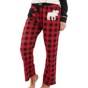 imageLazy One Pajamas for Women Cute Pajama Pants and Long Sleeve Top SeparatesMoose Plaid Womens Pajama Pant