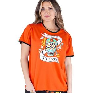 imageLazy One Pajamas for Women Cute Pajama Pants and Top SeparatesDead Tired Orange Womens Pajama Shirt